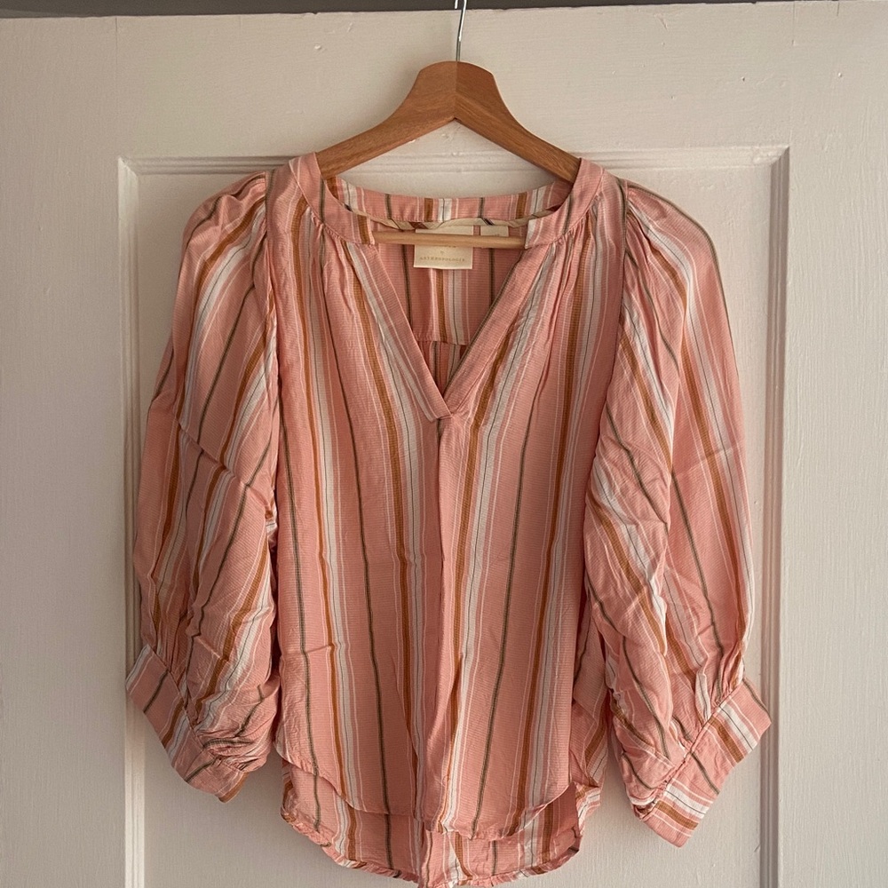 Maeve Peach Striped Blouse